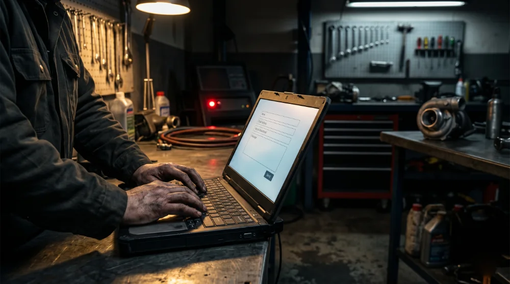 Mechanic laptop contact form